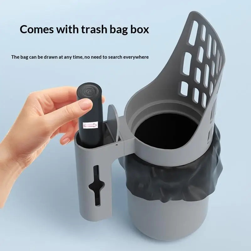 New Cat Litter Shovel Scoop with Refill Bag Pet Toilet Garbage Picker Self Cleaning Cat Supplies with Filter Clean Feature