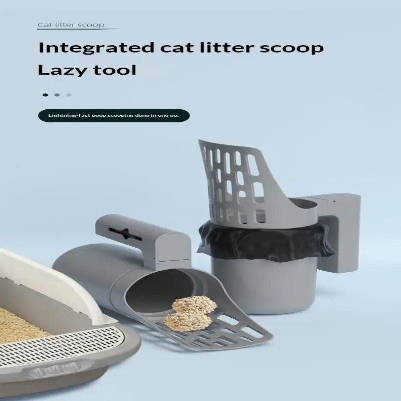 New Cat Litter Shovel Scoop with Refill Bag Pet Toilet Garbage Picker Self Cleaning Cat Supplies with Filter Clean Feature